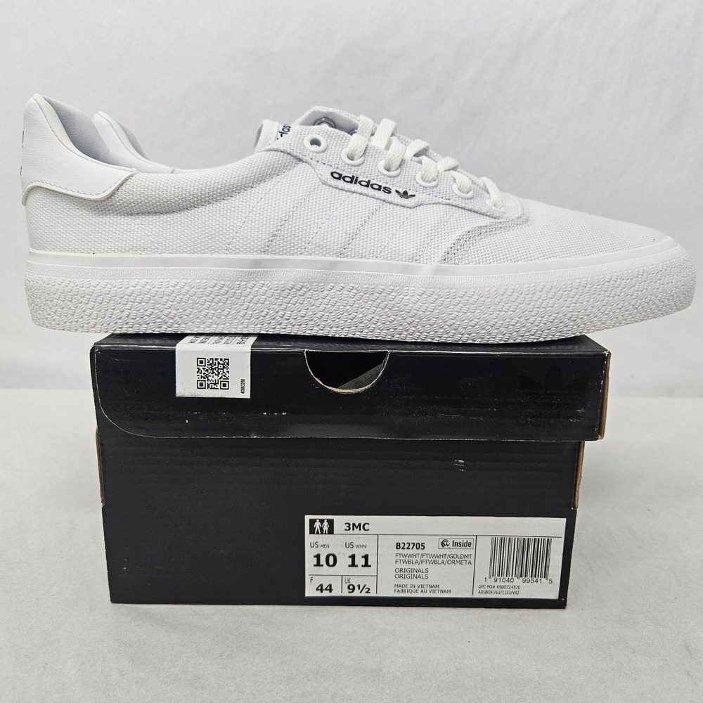 Adidas 3MC Originals Canvas Skateboarding Shoes B22705 White Men's Size 10 - Picture 3 of 12